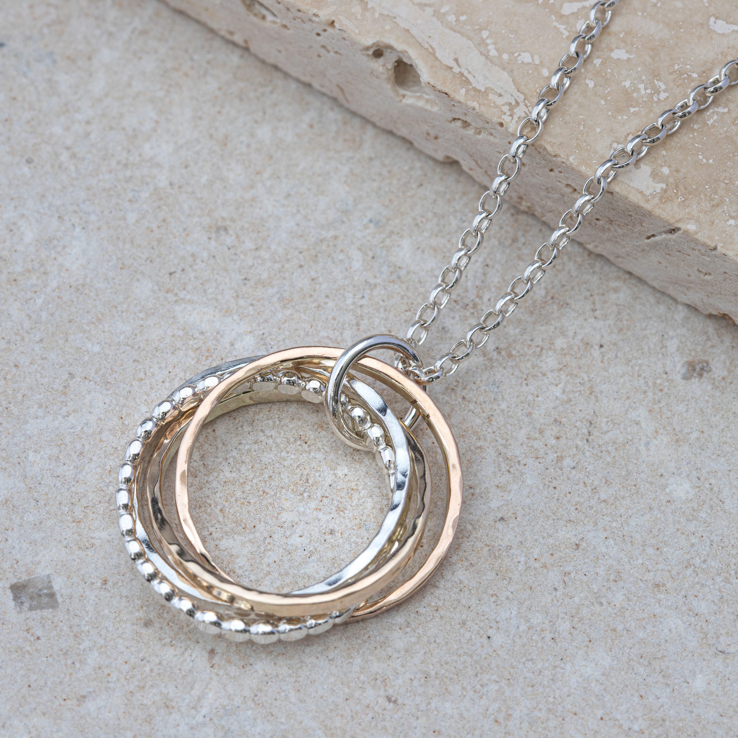 5 Russian Rings Necklace in Premium Silver - MYKA