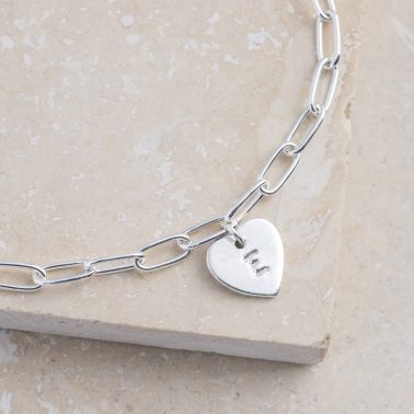 Personalised sterling silver heart bracelet