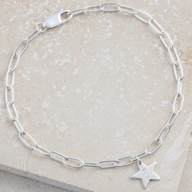Personalised sterling silver star bracelet